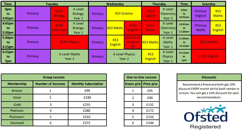 Stevenage Tuition Centre Timetable
